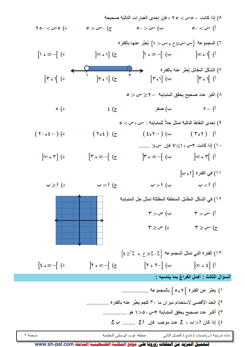 ورقة عمل في الوحدة السادسة (الجبر وتطبيقات الحاسب) تاسع ف2 غير مجابة 3.jpg