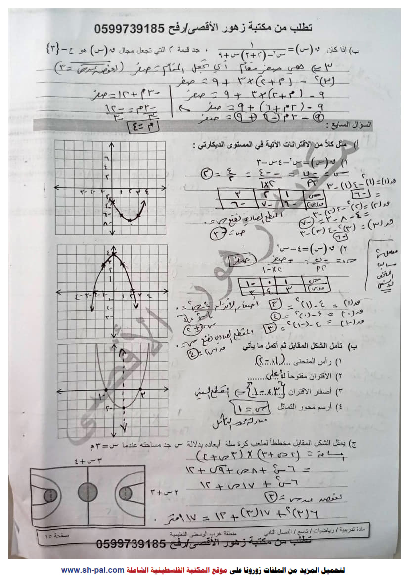 ورقة عمل في الوحدة السابعة (الاقترانات) تاسع ف2 مجابة 6.jpg